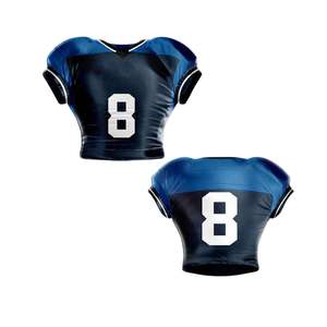 Ensemble d'uniformes de football américain bleu marine et noir personnalisé Techniques imprimées à manches courtes respirantes - Product Image 4
