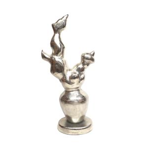 Escultura única de forma de jengibre de aluminio con escultura hecha a mano plateada en níquel fabricante indio - Product Image 1