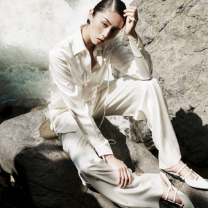 Blusa y camisa de mujer de calidad superior SIGRID CAMISA DE CUELLO PUNTIVADO Camisa de seda Tela ecológica Ropa informal de mujer - Product Image 4