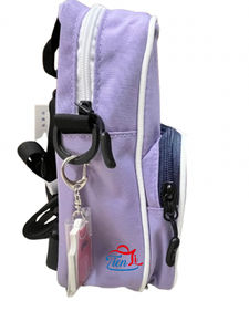 Sac à bandoulière/sac à main portable en polyester avec fermeture éclair, couleur violet clair, tendance - Product Image 3