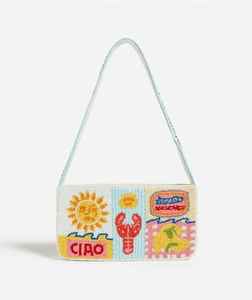 Sac à bandoulière rouge perlé, sac à main en perles de verre, sac brodé signe zodiacal Bélier cartes à jouer, pochette à rabat pour la plage d'été, sac fourre-tout pour femme - Product Image 5