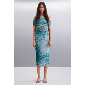 ETHIQUET JAVIERA <b>Women's</b> Slim Fit Water Patterned <b>Tulle</b> Lined Patterned <b>Skirt</b> - Product Image 3
