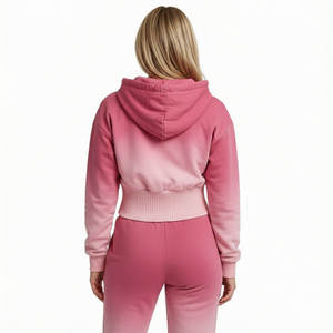 Wholesale Premium Cotton Fleece Women's Cropped Top Hoodies Wide Waistband Stylish Dropped Shoulder Pullover Custom Made Hoodies - Product Image 3