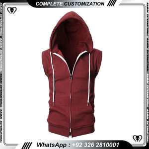 Sweat à capuche pull gym avec logo personnalisé pour hommes T Shirt Sleeveless Training Workout Thin Fleece Hoodies - Product Image 6