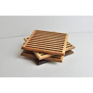 Handmade Mango Wood Square Trivet Carved Wooden Hot Pad Heat Resistant Floral Mandala Pot Holder for Dining Table Rustic Boho - Product Image 2