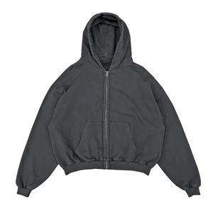 Sudaderas con capucha personalizadas para hombre, sudadera con cremallera lavada Vintage, Sudadera con capucha de algodón grueso y grueso, sudaderas con hombros caídos - Product Image 1