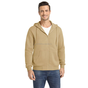 Sudadera con Capucha de Felpa de Lujo para Hombre, Algodón Grueso con Cremallera Personalizada, Diseño Holgado con Estampado Puff, Patrón Sólido, Abrigo Cálido de Invierno - Product Image 1