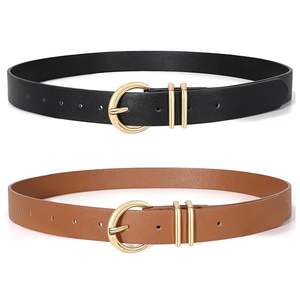 Venta al por mayor de las mujeres más tamaño de cuero genuino cinturones Casual cuero de vaca negro con hebilla de acero para Jeans Pantalones Vestido - Product Image 4