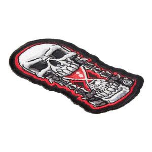 <b>Red</b> & Black Skull Patches Black Twill <b>Fabric</b> Sew-On Embroidered Merrow Border embroidery Patches Work For Clothing And Hats - Product Image 2