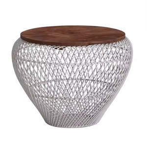 Mesa de esquina de madera de mango, sofá de diseño moderno, mesa auxiliar decorativa de forma redonda, decoración de sala de estar hecha a mano - Product Image 6