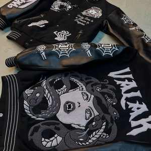 Chaqueta Varsity de Invierno para Hombre, 100% Lana, Estilo Urbano, Bordado Chenille, Cuello Alto, Botón Único en la Parte Delantera, Transpirable y Resistente al Viento - Product Image 5