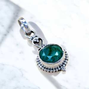 Colgantes de Plata de Ley 925 con Piedras Preciosas de Esmeralda, Precio al por Mayor, Joyería de Plata - Product Image 1