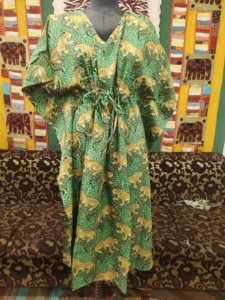 Caftán con estampado de tigre indio para mujer Long Beach Cover Up Maxi vestido con decoración de encaje tejido de algodón estampado Digital ropa de dormir - Product Image 4