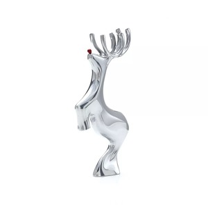 Objets de table Renne Noël Collection Hiver Argent Plaqué Nez Rouge Aluminium Miroir Brillant Décoration de la Maison Objet de table - Product Image 6