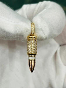 Hot Sale Custom Men's Pendant 10k Gold Bullet Design with Moissanite Streetwear Gold Bullet Pendant for Jewelry Business - Product Image 3