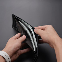 Dompet Pendek Pria DEABOLAR Kulit PU Gaya Slim Lipat Embossed Normcore/Minimalis Tempat Kartu Kredit Motif Kulit Kuda Gila