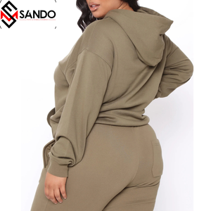 Ensemble sweat à capuche et short pour femmes personnalisé Crop Top Hoodie Short Jogger Outfits avec techniques d'appliques imprimées et strass - Product Image 1