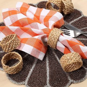 Anneaux de serviette en rotin tressé à la main, décoration de table naturelle pour mariages, fêtes, dîners, mise en scène de table de ferme, lot de 4 - Product Image 1