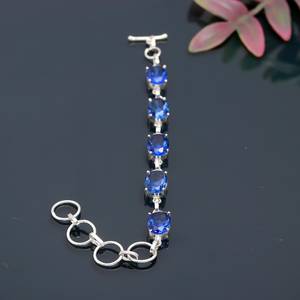 Pulsera de Plata de Ley 925 Hecha a Mano con Tanzanita Azul en Forma de Tenis, Gema Solitaria con Certificado GIA - Product Image 6