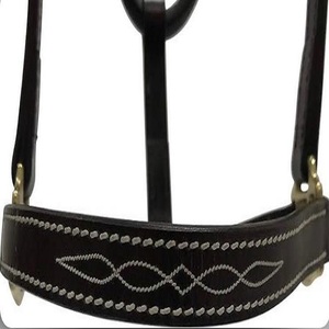 Équipement d'équitation le plus vendu licou de course de chevaux en cuir rembourré robuste avec coutures fantaisistes sur le raccord en laiton de la muserolle - Product Image 4