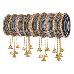 Conjunto de brazalete indio Boho antiguo oxidado joyería India Rhinestone cristal Metal pulsera brazalete conjunto (juego de 58) - Product Image 6