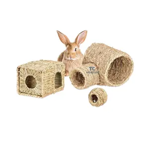 Vietnam Suppliers Rabbit House Grass House Small Animal Accessories Rodents Activity Tunnel Straw Carrot Cage Accessories