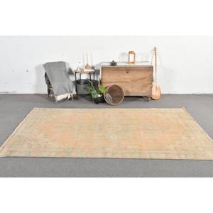 Tapis en laine turque vintage 5.2 x 9.4ft Orange vert Patchwork Design technique de tissage plat pour décorations de salon 4m Latex - Product Image 1