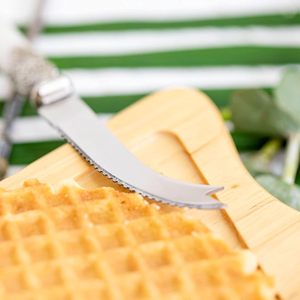 Wholesale Promotional Kitchen <b>Cheese</b> Knife <b>Set</b> <b>Cheese</b> Fruit Fork with Shovel Spoon and White handle - Product Image 2