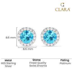 Pendientes de botón solitarios Orsa Blue en plata con baño de rodio, estilo religioso, para fiestas y regalos - Product Image 5