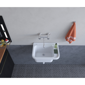 Lavabo da Parete Moderno Rettangolare in PP Lucido 60x34 cm, Facile da Pulire, per Bagno - Product Image 4
