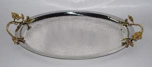 Plateau de nourriture perlé en bois luxueux plateau en métal de qualité supérieure pour les articles d'hôtel et les collations de restauration rapide décoration de vaisselle de table de service - Product Image 2