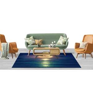 Alfombra Luna Sobre el Mar: Decoración de Paisaje Costero, Alfombra Impresa, Alfombra Suave con Pelo Largo - Product Image 4