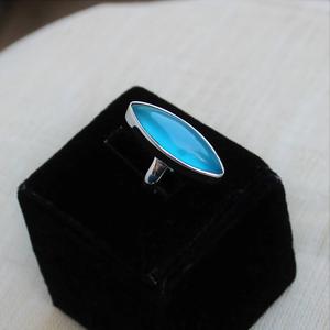 แหวนพลอยคาลซิโดนีสีน้ำ925ตัดเย็บด้วยเงินสเตอร์ลิงแฮนด์เมดแหวนชั้นดีดีไซน์โดดเด่นไม่เหมือนใครเครื่องประดับอัญมณีสำหรับชุดไปงานปาร์ตี้ของผู้หญิง - Product Image 4