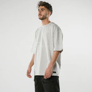 Boxy hombres de lujo de gran Tamaño 250 Gsm Heavyweight camisetas 100% algodón sólido gota gráfico personalizado ropa informal pesada - Product Image 4