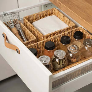 Modern Home Decor Rectangular Hyacinth Tray Basket Water Hyacinth Woven Straw Seagrass Rattan Gift Tray Storage Boxes <b>Bins</b> - Product Image 6