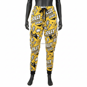กางเกงจ็อกเกอร์ผู้หญิง พรีเมียม ผ้าเทอร์รี่โพลีเอสเตอร์ 240 GSM พิมพ์ลายสีเหลืองดำทั้งตัว แบบซับลิเมชั่น รับสกรีนโลโก้ กางเกงผู้หญิง - Product Image 1