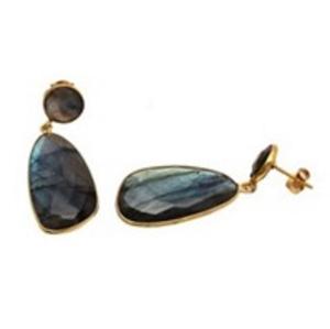 ใหม่มาถึง Labradorite พลอยเงิน925ล้านล้านและรอบรูปร่างต่างหู - Product Image 1