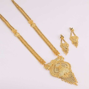 สร้อยคอชุบทอง14K 24K สำหรับผู้หญิงสร้อยคอทองเหลืองอินเดียแบบยาวประดับด้วยทองดีไซน์แฟชั่นสำหรับออร์โธดอกซ์ - Product Image 2