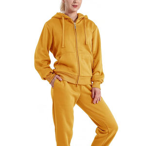Ensemble survêtement pour femme personnalisé, pantalon de survêtement et sweat-shirt, motif uni, survêtements avec col à capuche respirant pour l'hiver - Product Image 1