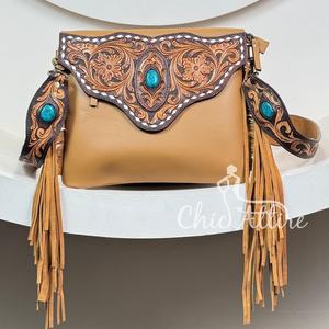 Bolso de cuero mecanizado a mano de alta calidad 2025, moda de moda, último diseñador de lujo, bolso de mensajero de piel de oveja con flecos para mujer - Product Image 1