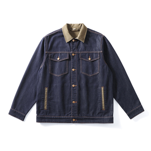แจ็กเก็ตผ้ายีนส์ของผู้ชายเสื้อแจ็กเก็ตผ้ายีนส์ผ้าแคนวาสแบบมีกระดุมทรงหลวมสำหรับใส่ทำงานแนวสตรีทแวร์สไตล์วินเทจ - Product Image 2
