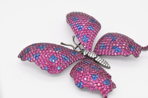 เข็มกลัดหรูหรารูปผีเสื้อสีแดงแบบวินเทจทำจากเพทายสีเงินสเตอร์ลิง925 - Product Image 3