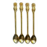 Ensemble de couverts élégant de haute qualité en laiton poli, style palmier, 4 pièces, design moderne en acier inoxydable, respectueux de l'environnement