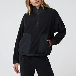 Hot Selling <b>Women's</b> <b>Half</b> <b>Zip</b> Stand Collar Wind Resistant Hoodies With <b>Zip</b> Hand Pockets - Product Image 1
