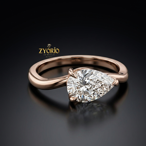 Anillo de Compromiso Solitario con Corte de Pera, Plata 925, Anillo de Diamante en Forma de Lágrima, Anillo de Promesa Minimalista para Mujer - Product Image 1