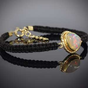 Trillion Cut Ethiopian Opal Handmade 925 <b>Silver</b> <b>Charm</b> <b>Bracelet</b> Women's Religious Style Genuine Gemstone Jewelry - Product Image 4