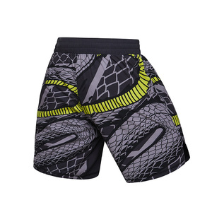 Pantalones cortos de MMA con estampado de sublimación de Panel de malla personalizado para hombres, artículos multiimpresos de secado rápido duraderos, precios de pantalones cortos de MMA - Product Image 4