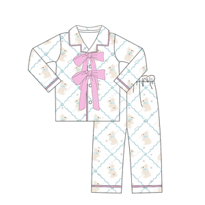 Pigiama Vintage con Coniglietto Blu e Rosa con Diamanti, Mascherina Coordinata, Collezione Pigiama per Bambini e Neonati - Product Image 3