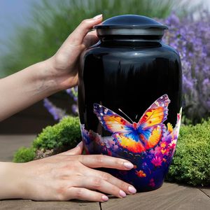 โกศสำหรับผู้ชายและผู้หญิงตกแต่งโกศสีดำสำหรับงานศพโกศ - Product Image 5