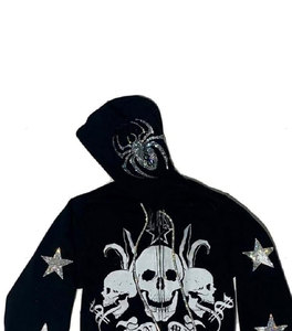 Sweat à capuche élégant et personnalisé DTF DTG avec strass pour hommes pull-over surdimensionné Streetwear sweat-shirt approvisionnement d'usine - Product Image 4
